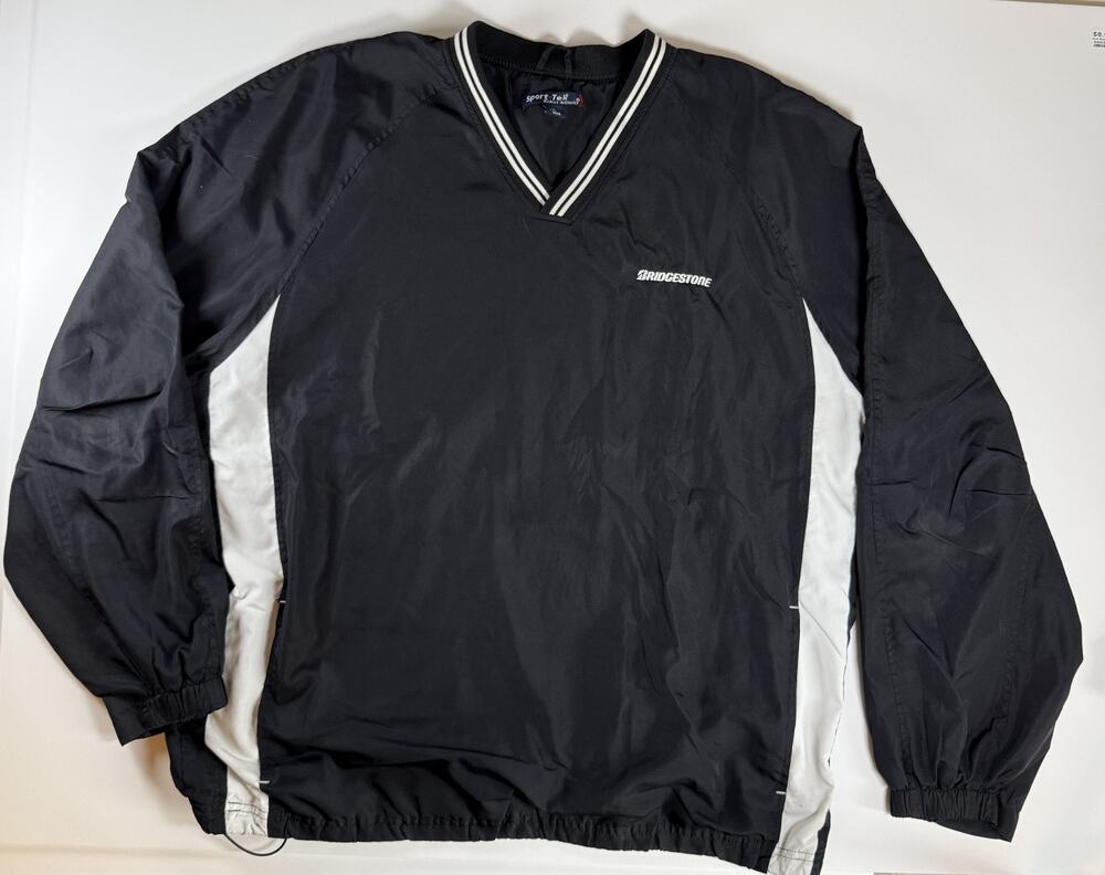 Sport-Tek Bridgestone Windbreaker Pullover Jacket Mens XL Black Side Zip Golf